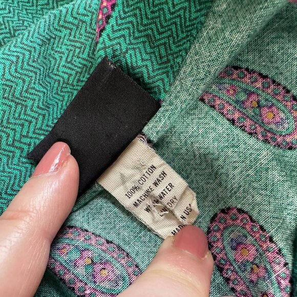 Vintage 90s Kudos Green Paisley Button Up Shirt Men’s Medium Long Sleeve - Picture 6 of 6